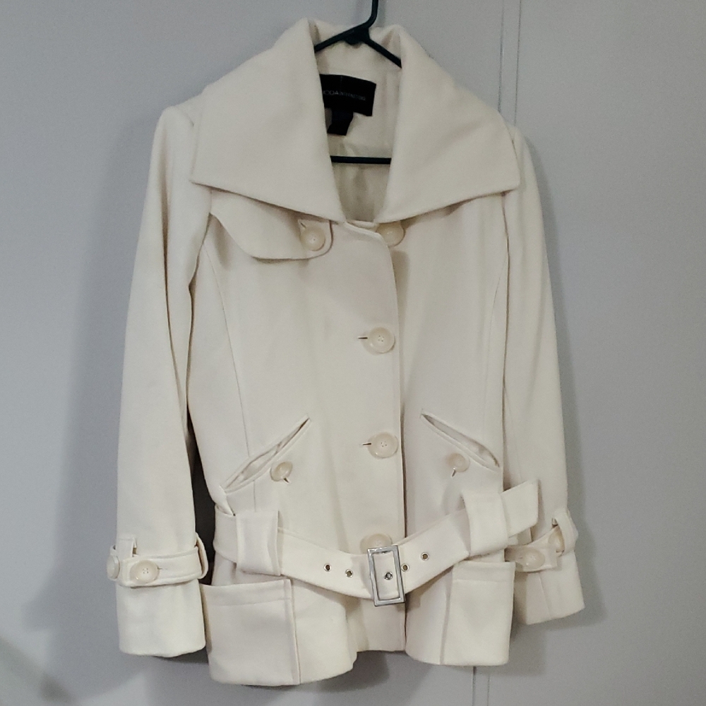 Moda International Cream  Coat 60%Wool 30% Polyester 10% Viscose